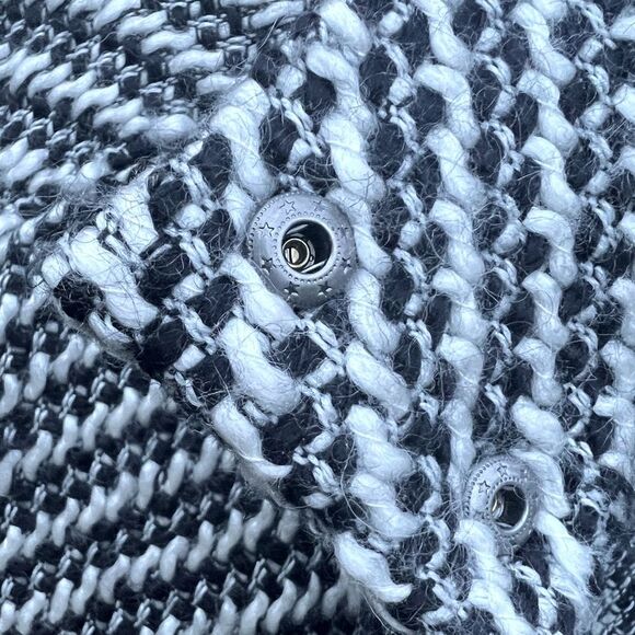 Second Female Petra Jacket M Black White Wool Blend Textured Open Front Coat - Picture 12 of 16